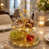 Royal Golden Cake Stand 2 Tier Glass Dessert Tray