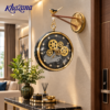 Modern Luxury Bird Perch Wall Clock Steampunk Moving Gear and World Map Hanging Clock