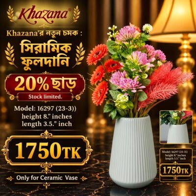 Modern Ribbed Ceramic Flower Vase Elegant Ceramic Vase