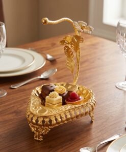 Royal Gold Metal Candy and Dry Fruit Bowl with Rhinestone Floral Stem