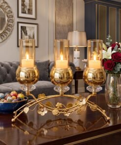 Luxury 3 Arm Gold Floral and Crystal Arch Candelabra