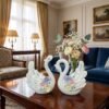 Bone China Ceramic Swan Showpiece Set