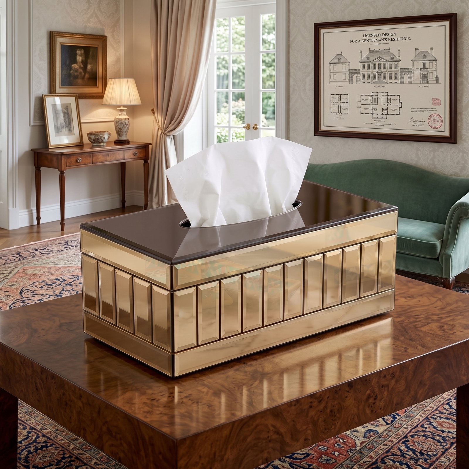Luxury Gold Mirror Segmented Tissue Box Cover Luxury Gold Mirror Segmented Tissue Box Cover