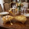 Luxury Golden Seashell Dual Serving Bowls with Center Handle and Lids Luxury Golden Seashell Dual Serving Bowls with Center Handle and Lids