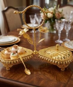 Sport Shop Luxury Golden Seashell Dual Serving Bowls with Center Handle and Lids