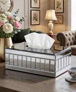 Mega Shop Silver Mirror Segmented Tissue Box Cove