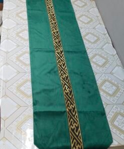 Velvet Table Runner with Gold Greek Key Geometric Border Emerald Green Velvet Table Runner with Gold Greek Key Geometric Border Emerald Green