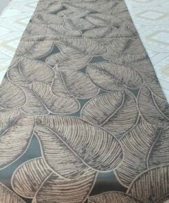 Luxury Botanical Leaf Jacquard Table Runner Charcoal Black and Antique Bronze Luxury Botanical Leaf Jacquard Table Runner Charcoal Black and Antique Bronze