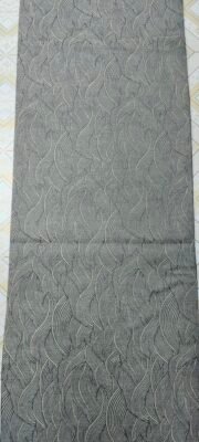Luxury Modern Textured Feather Jacquard Table Runner Slate Charcoal and Silver Grey Modern Textured Feather Jacquard Table Runner