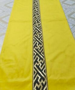Table Runner with Gold Greek Key Geometric Border Mustard Yellow Table Runner with Gold Greek Key Geometric Border Mustard Yellow