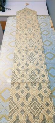 Geometric Jacquard Table Runner with Crystal Bead Tassel