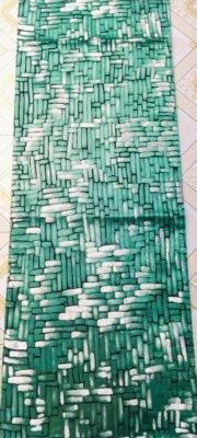 Brick Mosaic Textured Jacquard Table Runner Emerald Green and Silver White