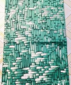 Brick Mosaic Textured Jacquard Table Runner Emerald Green and Silver White