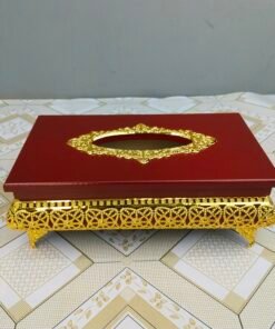 Premium Wooden Tissue Box with Ornate Gold Base & Legs Premium Wooden Tissue Box with Ornate Gold Base & Legs