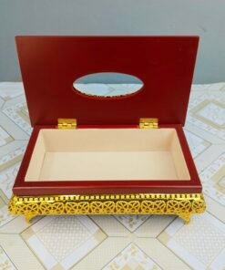 Premium Wooden Tissue Box with Ornate Gold Base & Legs Premium Wooden Tissue Box with Ornate Gold Base & Legs