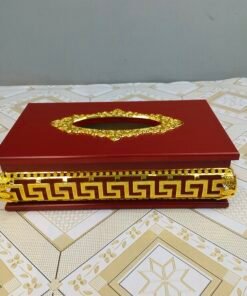 Wooden Tissue Box with Gold Greek Wooden Tissue Box with Gold Greek