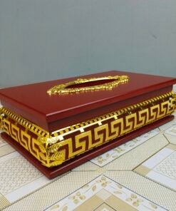 Wooden Tissue Box with Gold Greek Wooden Tissue Box with Gold Greek