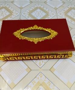 Wooden Tissue Box with Gold Greek Wooden Tissue Box with Gold Greek