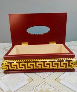 Wooden Tissue Box with Gold Greek Wooden Tissue Box with Gold Greek