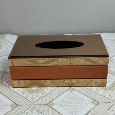 Bronze & Amber Mirror Geometric Tissue Box Cover