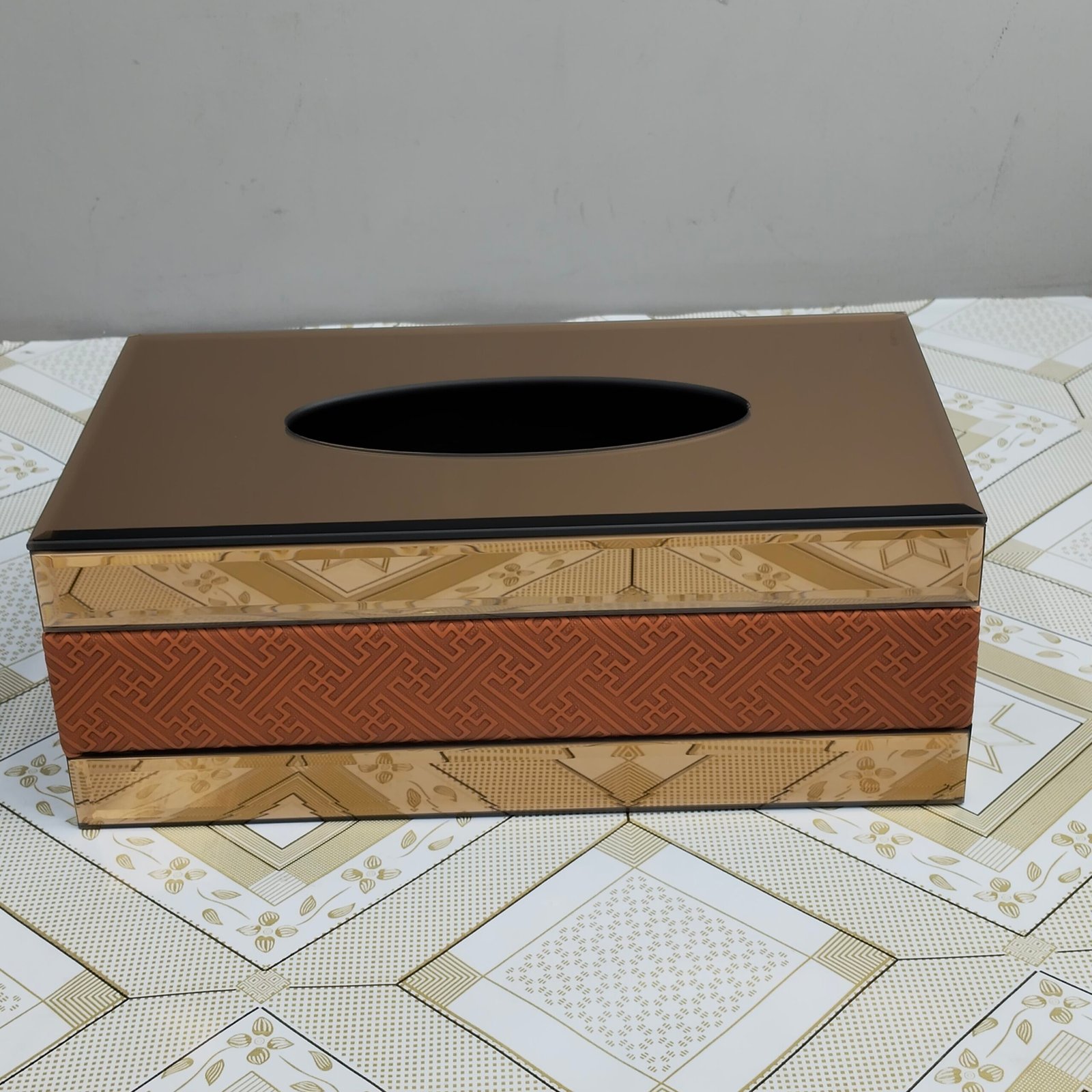 Luxury Gold Mirror Segmented Tissue Box Cover Luxury Gold Mirror Segmented Tissue Box Cover