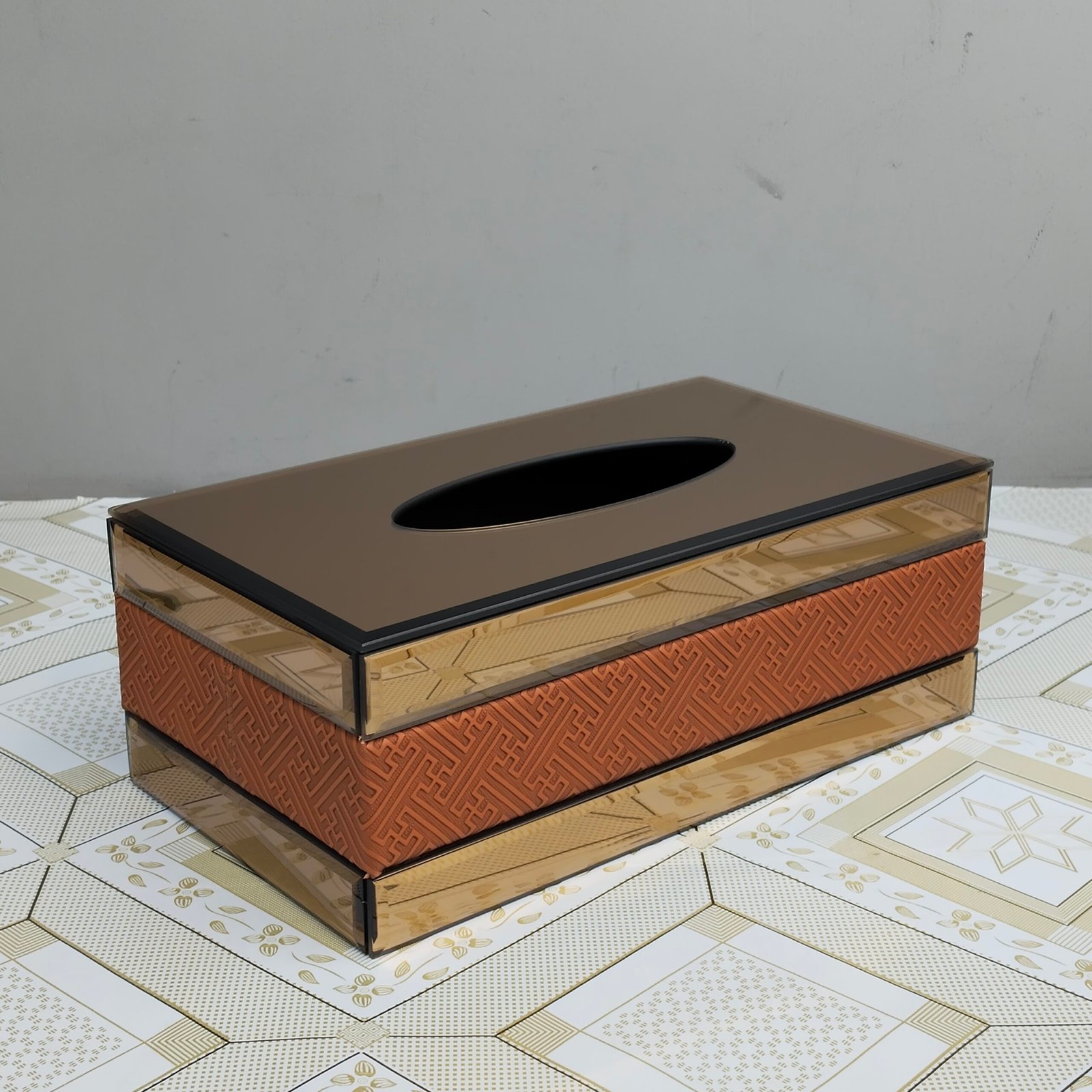 Luxury Gold Mirror Segmented Tissue Box Cover Luxury Gold Mirror Segmented Tissue Box Cover