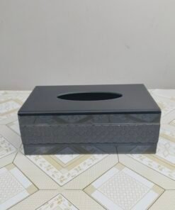 Luxury Quilted Black Mirror Tissue Box Cover