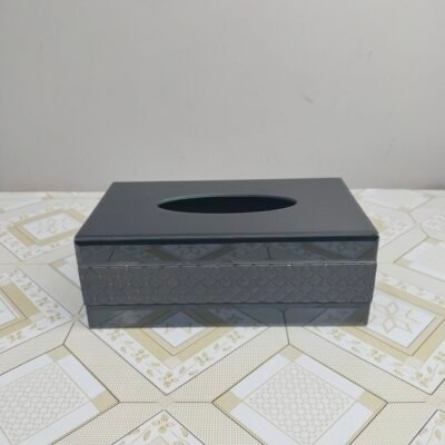 Luxury Quilted Black Mirror Tissue Box Cover