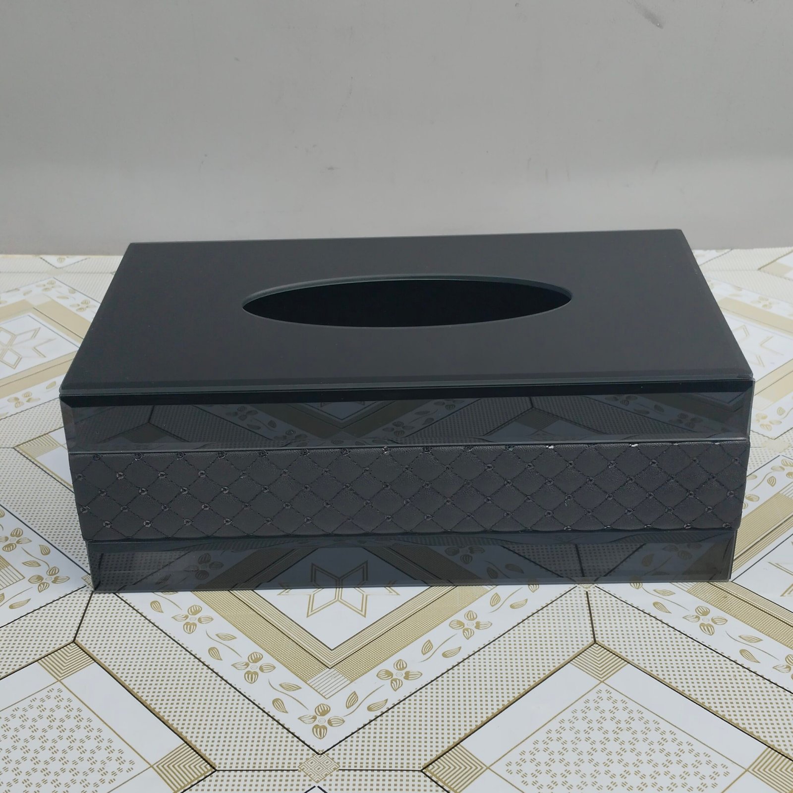 Luxury Quilted Black Mirror Tissue Box Cover Luxury Quilted Black Mirror Tissue Box Cover