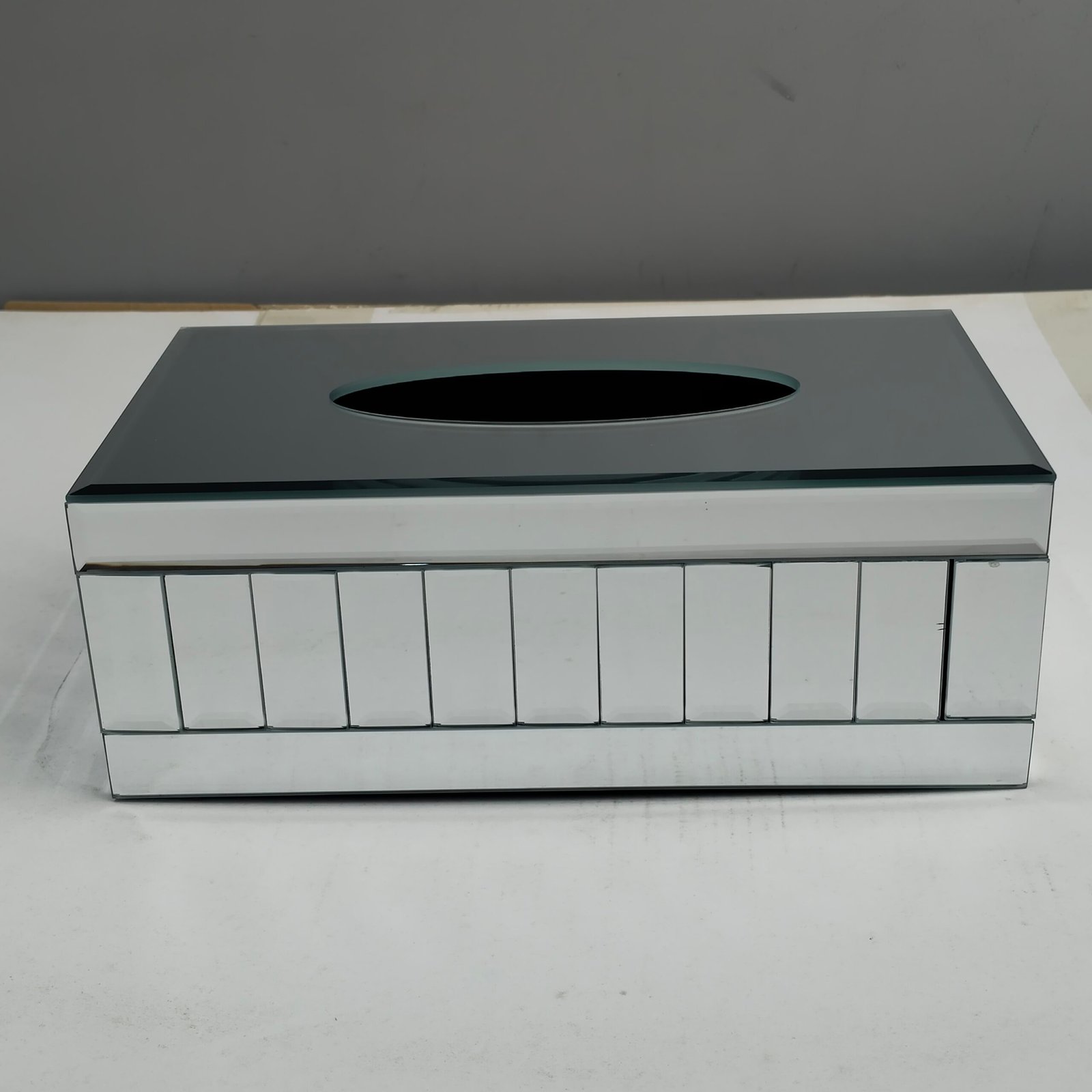Silver Mirror Segmented Tissue Box Cove Silver Mirror Segmented Tissue Box Cove
