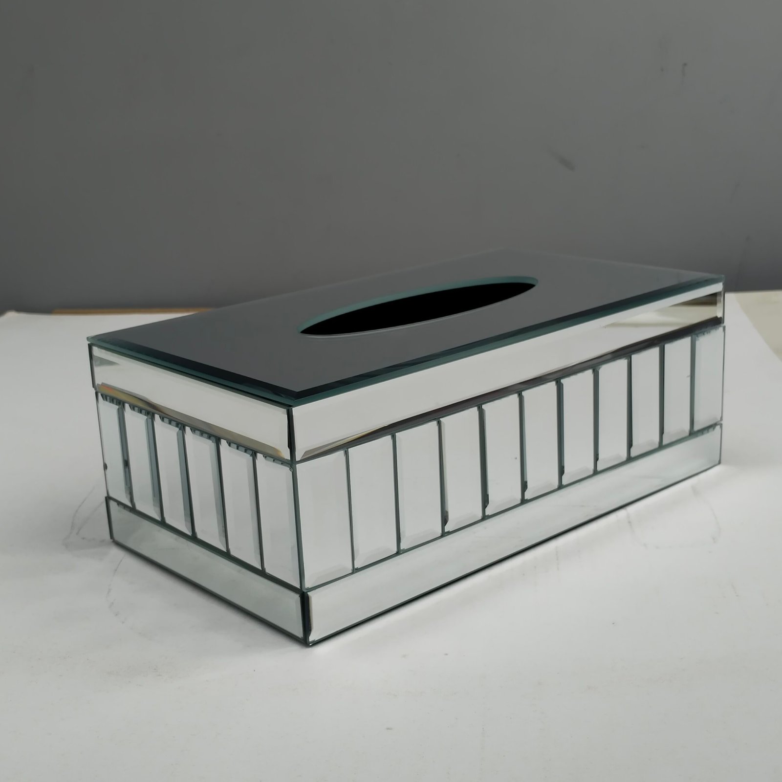 Silver Mirror Segmented Tissue Box Cove Silver Mirror Segmented Tissue Box Cove