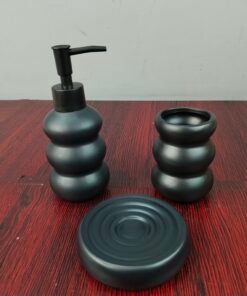 Ceramic Bubble Cloud 3Piece Bathroom Accessories Set with Soap Dispenser Matte Charcoal Black Ceramic Bubble Cloud 3Piece Bathroom Accessories Set with Soap Dispenser Matte Charcoal Black
