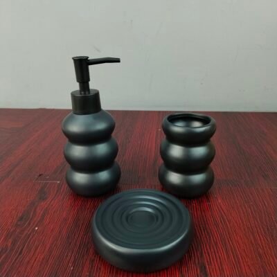 Modern Ceramic Bubble Cloud 3Piece Bathroom Accessories Set with Soap Dispense Ceramic Bubble Cloud 3Piece Bathroom Accessories Set with Soap Dispenser Matte Charcoal Black