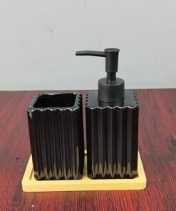 Fluted Ceramic Bathroom Accessories Set with Soap Dispenser