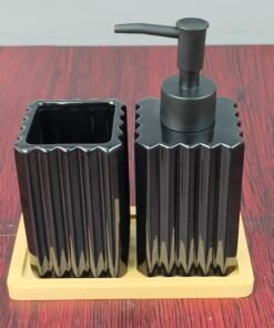 Fluted Ceramic Bathroom Accessories Set with Soap Dispenser Fluted Ceramic Bathroom Accessories Set with Soap Dispenser