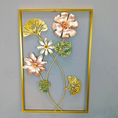3D Floral Metal Wall Art Frame Modern Home Decor