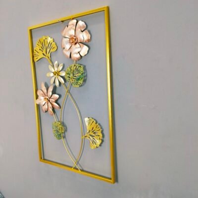 3D Floral Metal Wall Art Frame Modern Home Decor