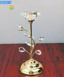 Luxury Crystal Leaf Gold Candle Holder