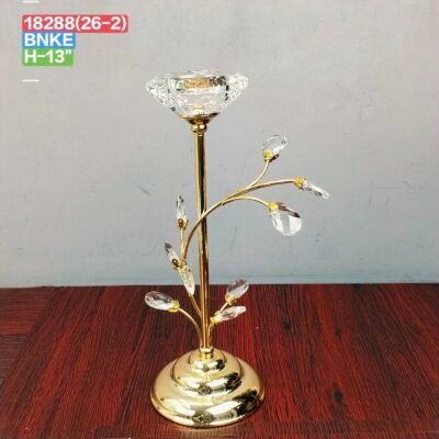 Luxury Crystal Leaf Gold Candle Holder