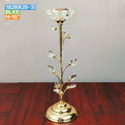 Luxury Crystal Leaf Gold Candle Holder