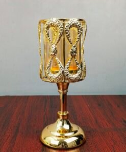 Luxury Gold Metallic and Glass Cylinder Candle Holder