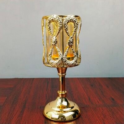 Luxury Gold Metallic and Glass Cylinder Candle Holder