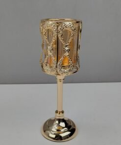 Luxury Gold Metallic and Glass Cylinder Candle Holder
