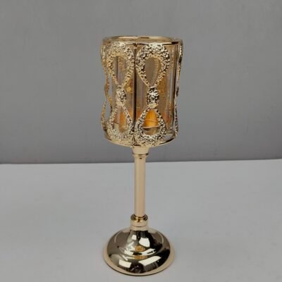 Luxury Gold Metallic and Glass Cylinder Candle Holder