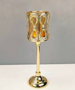 Luxury Gold Metallic and Glass Cylinder Candle Holder