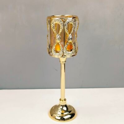 Luxury Gold Metallic and Glass Cylinder Candle Holder
