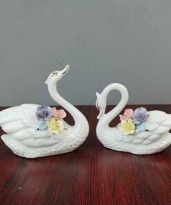 Ceramic Swan Couple Showpiece Set