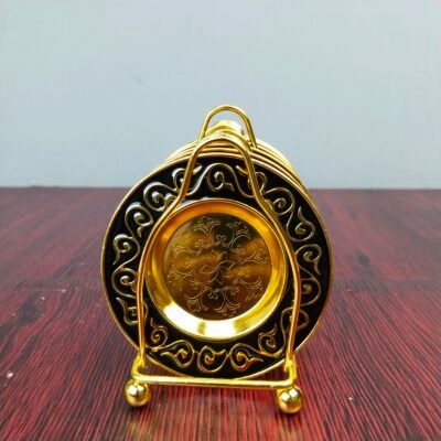 Royal Black & Gold Ornate Mini Serving Plate Set