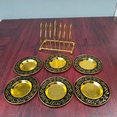 Royal Black & Gold Ornate Mini Serving Plate Set