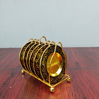 Royal Black & Gold Ornate Mini Serving Plate Set